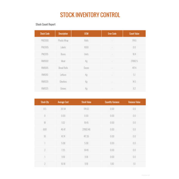 stock inventory control template