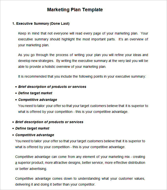 strategic marketing plan template free download