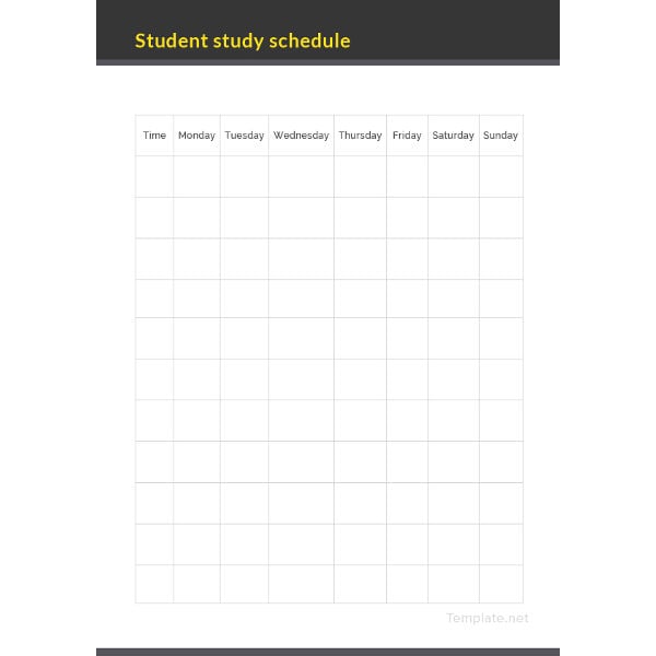 student study schedule template