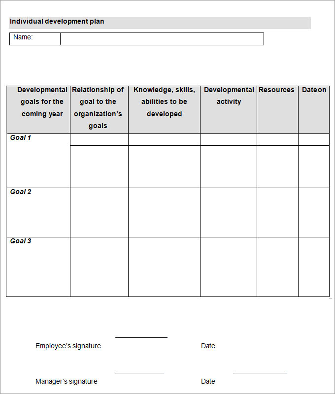 template individual development plan