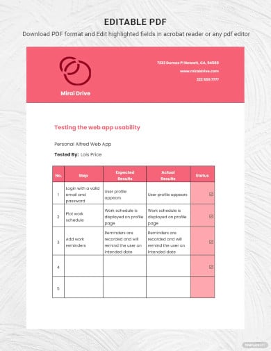 test case checklist template