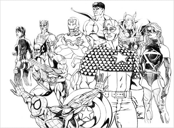 the avengers and wolverine coloring page