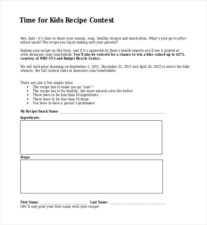 time for kids recipe contest