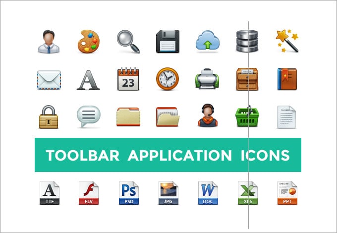 toolbar application icon set