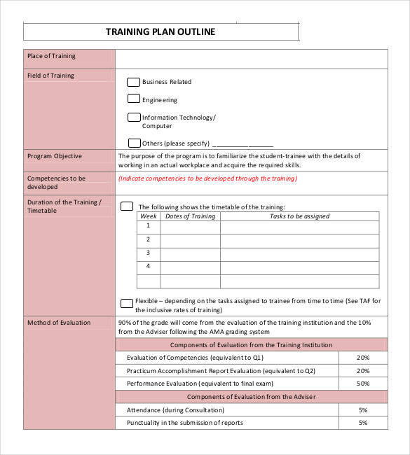 Training Program Outline Template 9571