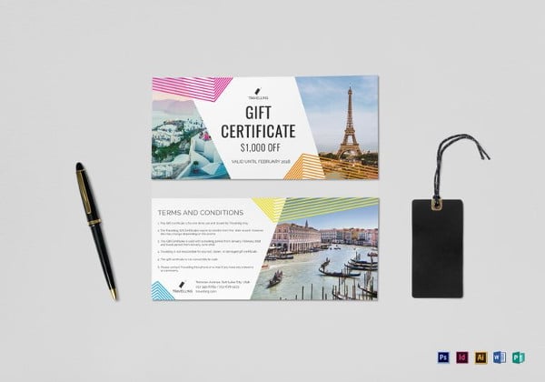 travel gift certificate indesign template