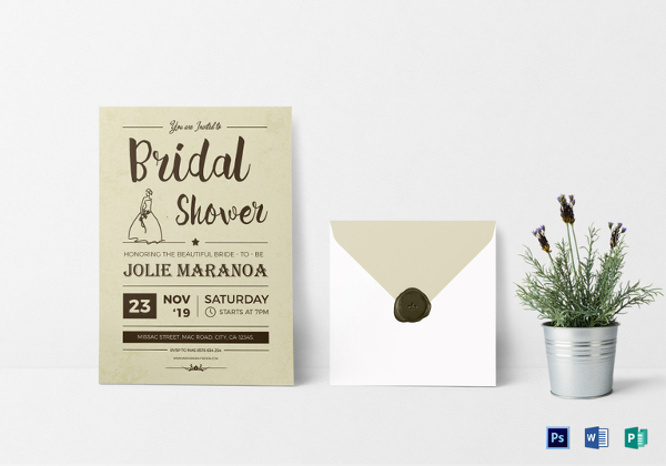vintage bridal shower invitation card template