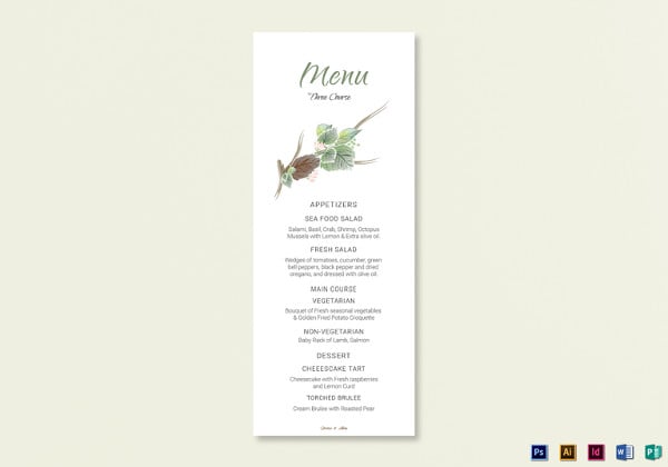 wedding menu card template
