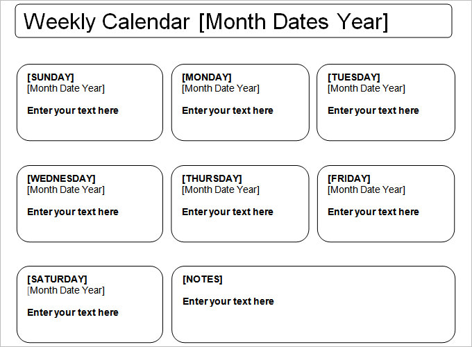 Week Calendar Template - 12+ Free Word Documents Download