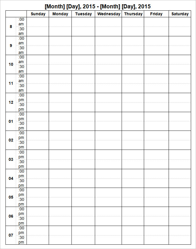 weekly planner calendar template