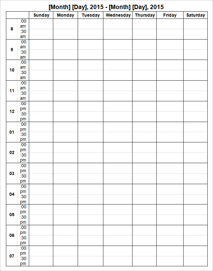 Week Calendar Template - 12+ Free Word Documents Download