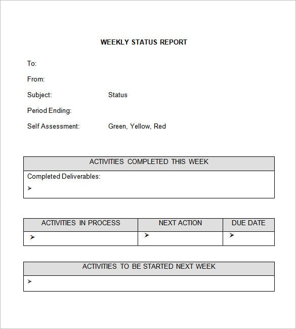 Weekly Status Report Templates 30 Free Documents Download MS Word 