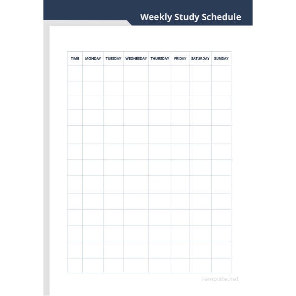 weekly study schedule template