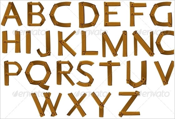 wooden illustration alphabet letters