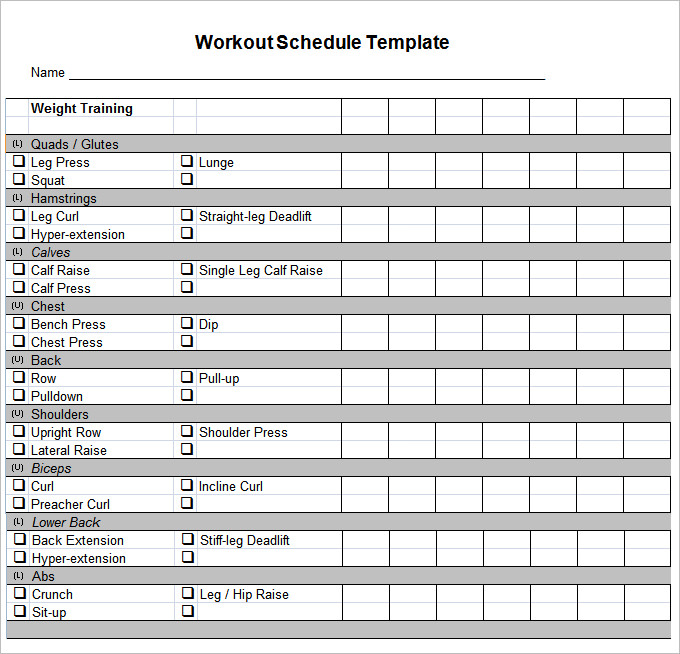 daily gym workout schedule pdf