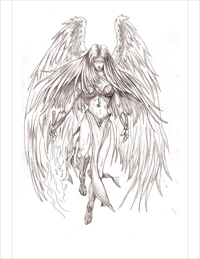 pencil sketches of angels