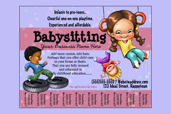 babysitting customizable flyer template