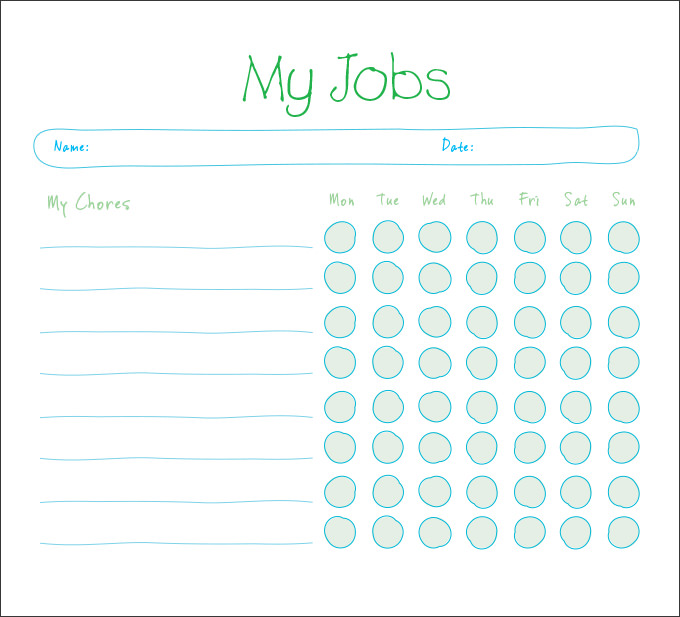 Microsoft Word Chore Chart Template