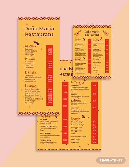 creative mexican menu 