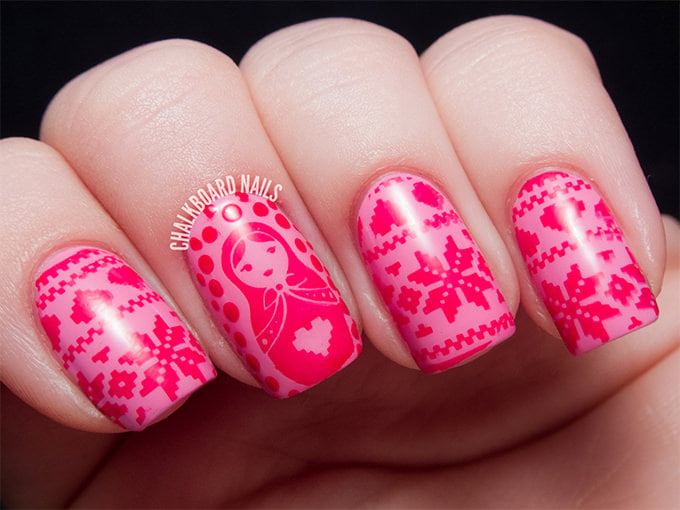 cute pink nail design