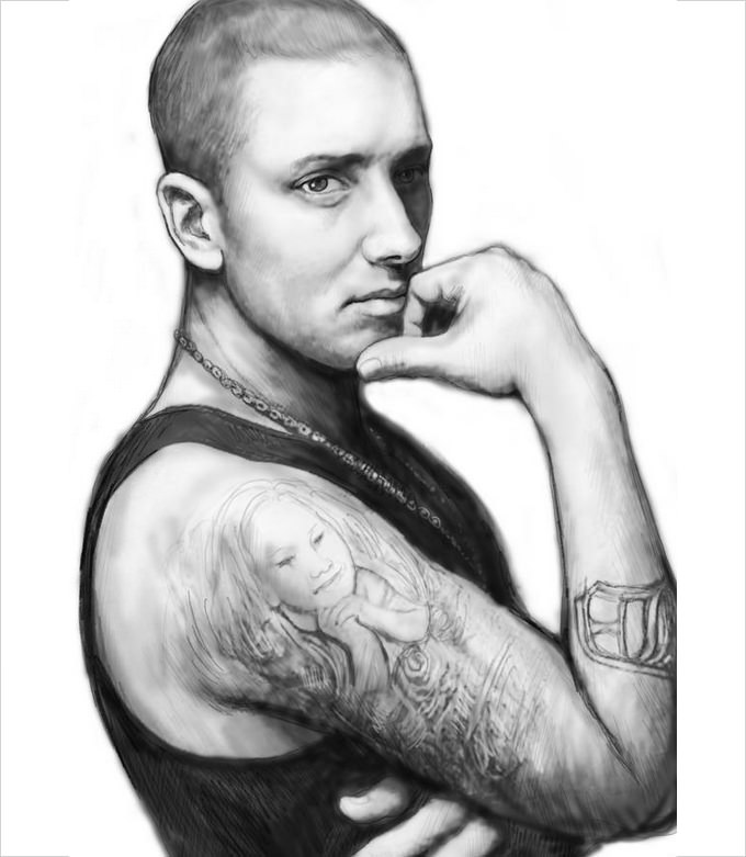 Рисунок eminem карандашом