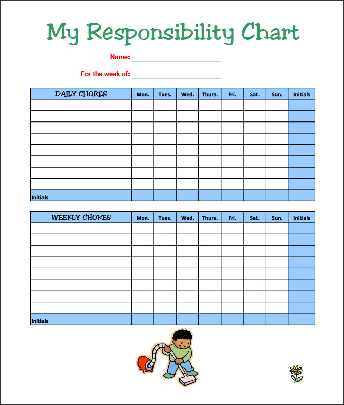 free chore chart template pdf