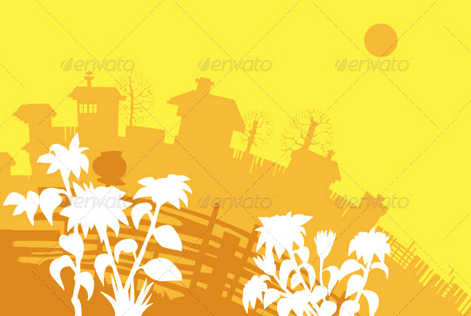 houses yellow background