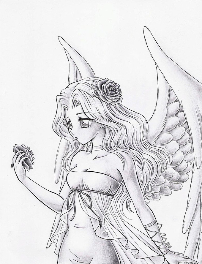 angel sketch drawings