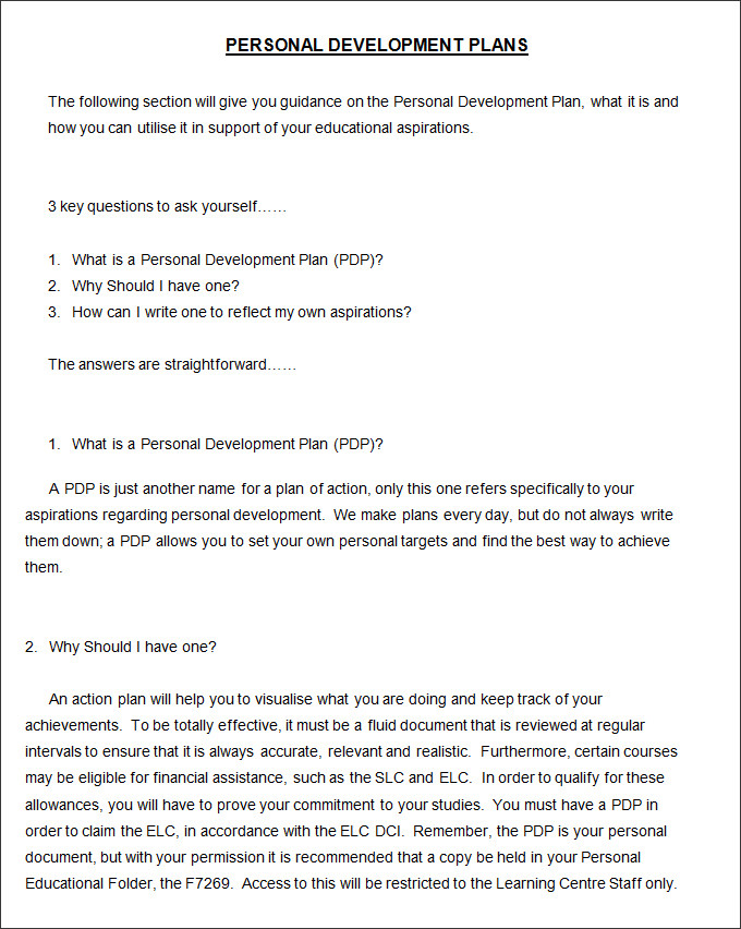 Sample Personal Development Plan Template 8 Free Sample Example Format