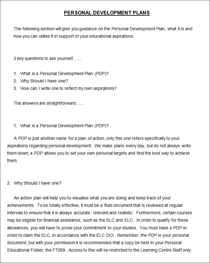 Sample Personal Development Plan Template 8+ Free Sample, Example, Format
