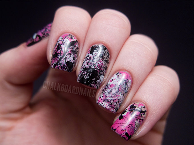 pink and black nail design