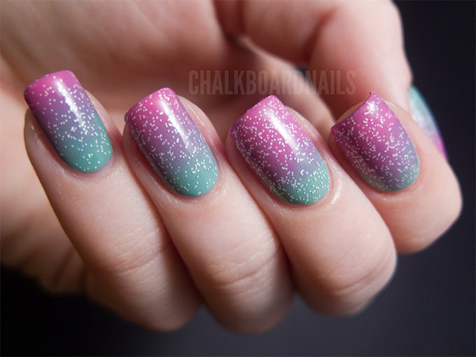 pink and green gradient nail design