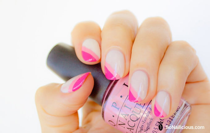 pink and silver nail design