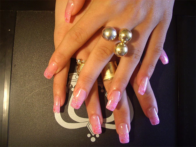 pink french nail design