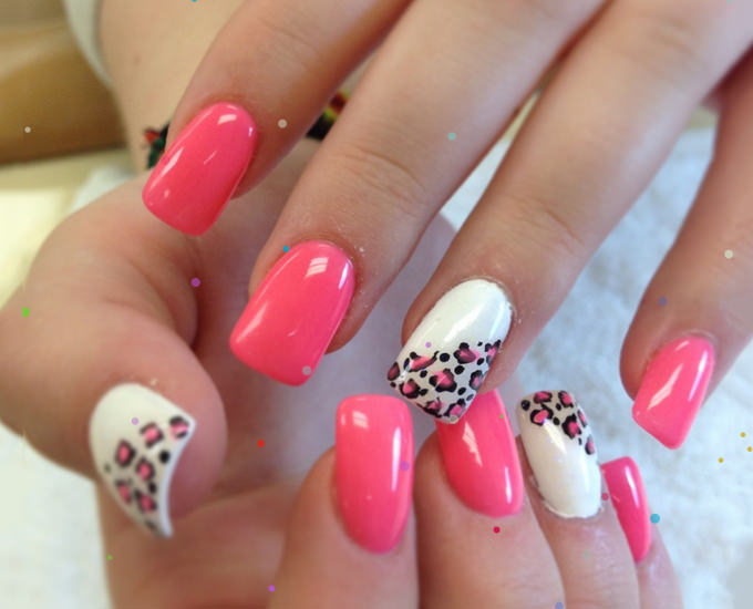 pink nail tip design