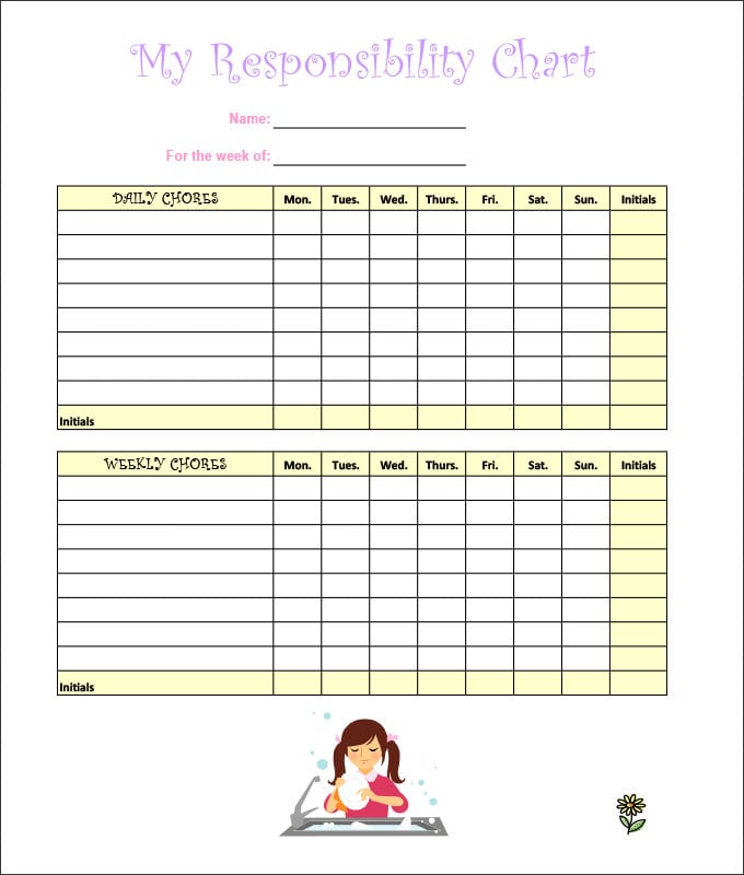 7+ Kids Chore Chart Templates - Free Word, Excel, PDF ...