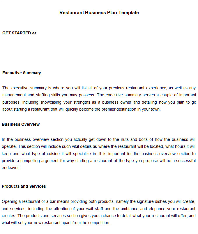 Restuarant business plan sample executive summary