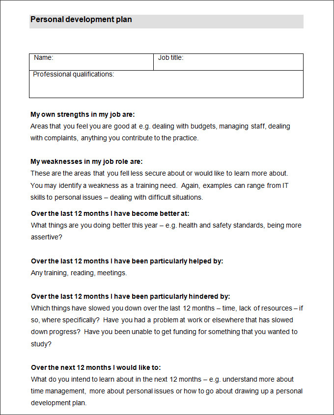 Sample Personal Development Plan Template - 8+ Free Sample, Example, Format