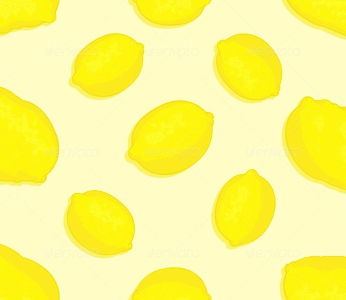seamless pattern of lemons on yellow background
