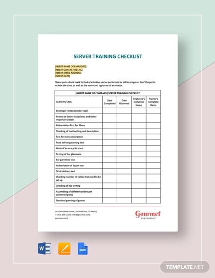 Training Checklist Template 21 Free Word Excel Pdf Documents Download Free Premium Templates