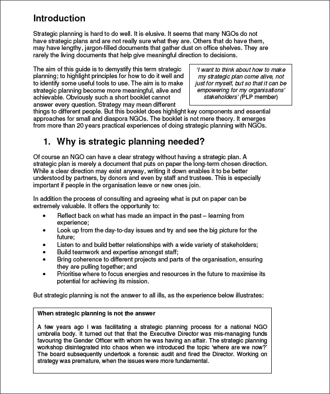 strategic planning assignment sample