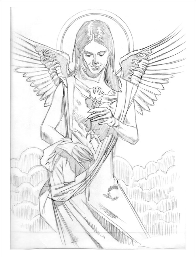 Guardian Angel Drawings In Pencil Easy