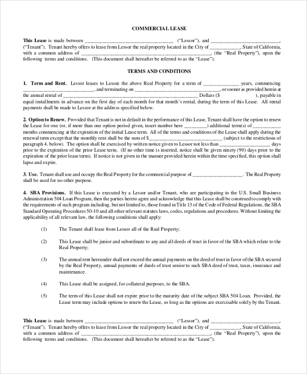 blank commercial lease agreement pdf download