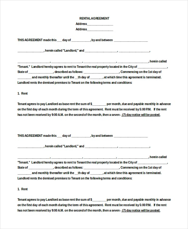 download simple apartment rental agreement doc format1