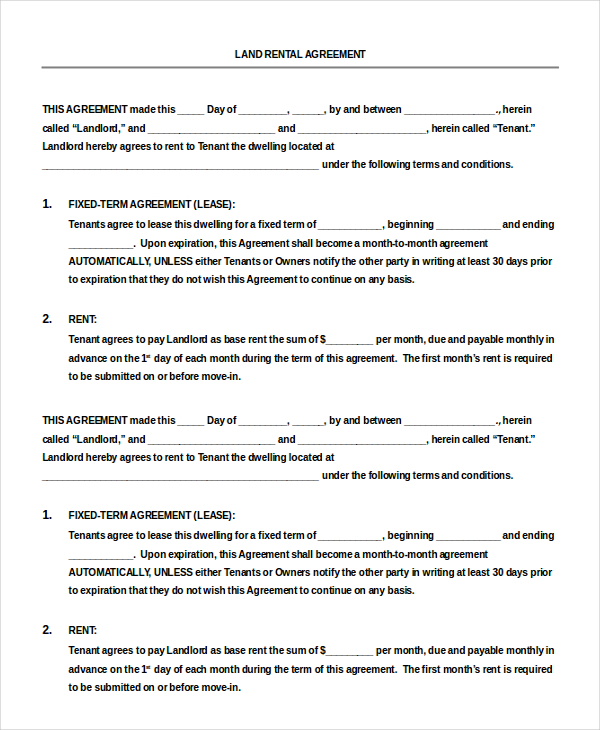 Free Simple 1 Page Lease Agreement Template Sample Pdf Word Eforms 