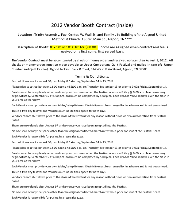 18+ Booth Rental Agreement Templates Free Downloadable Samples