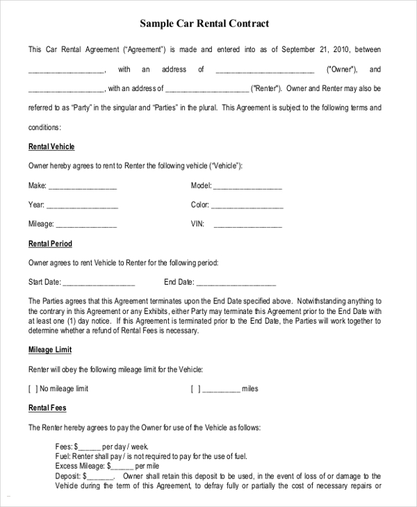 FREE 18 Car Rental Agreement Templates In Google Docs Pages MS 