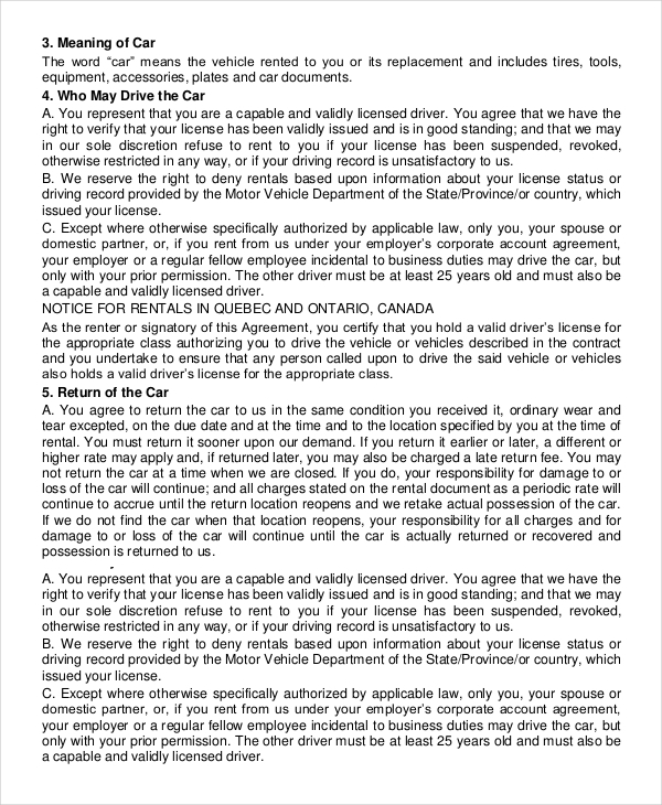 FREE 18+ Car Rental Agreement Templates in Google Docs Pages MS