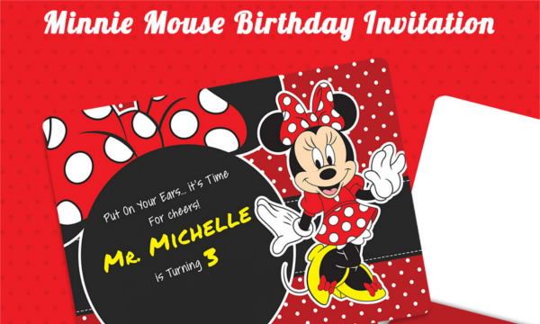 20/Pack MINNIE MOUSE V2 A5 Size Glossy Childrens Party Invitations