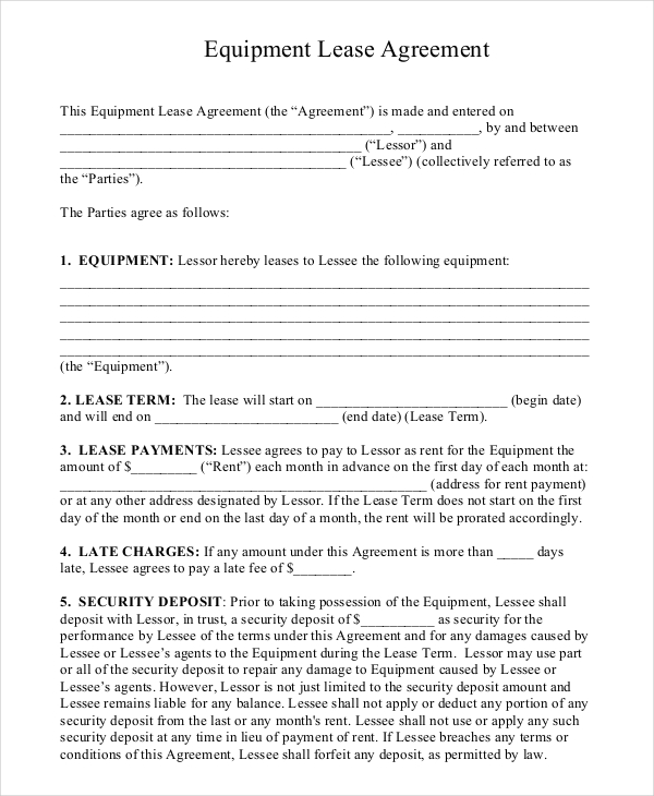 20 equipment rental agreement templates doc pdf free premium